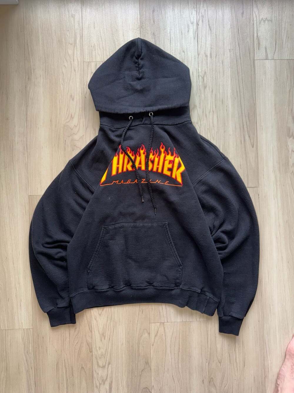 Thrasher Flame Logo Hoodie Black Size Small